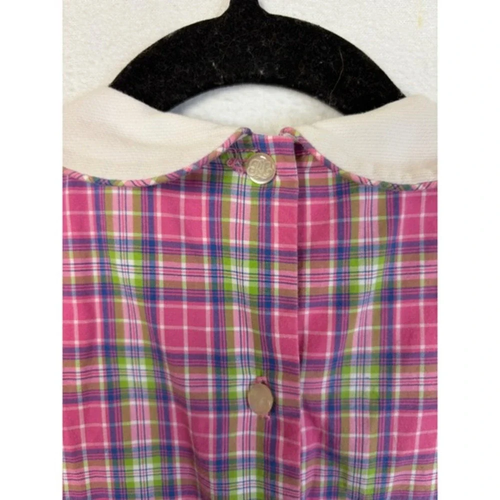 Vtg‎ Ralph Lauren Kids Girls 6 Pink Plaid Smocked Peter Pan Collar Dress Cotton
